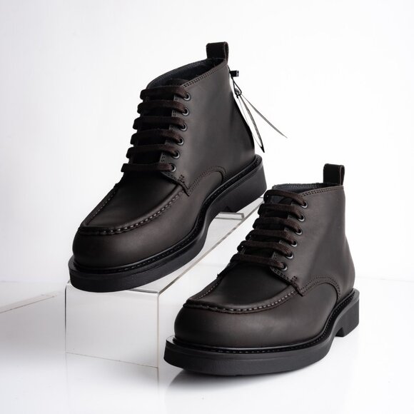 Massimo Dutti Mens Leather Lace Up Ankle Boots Brown US 10 EU 43 New 2056/450 - Picture 1 of 8
